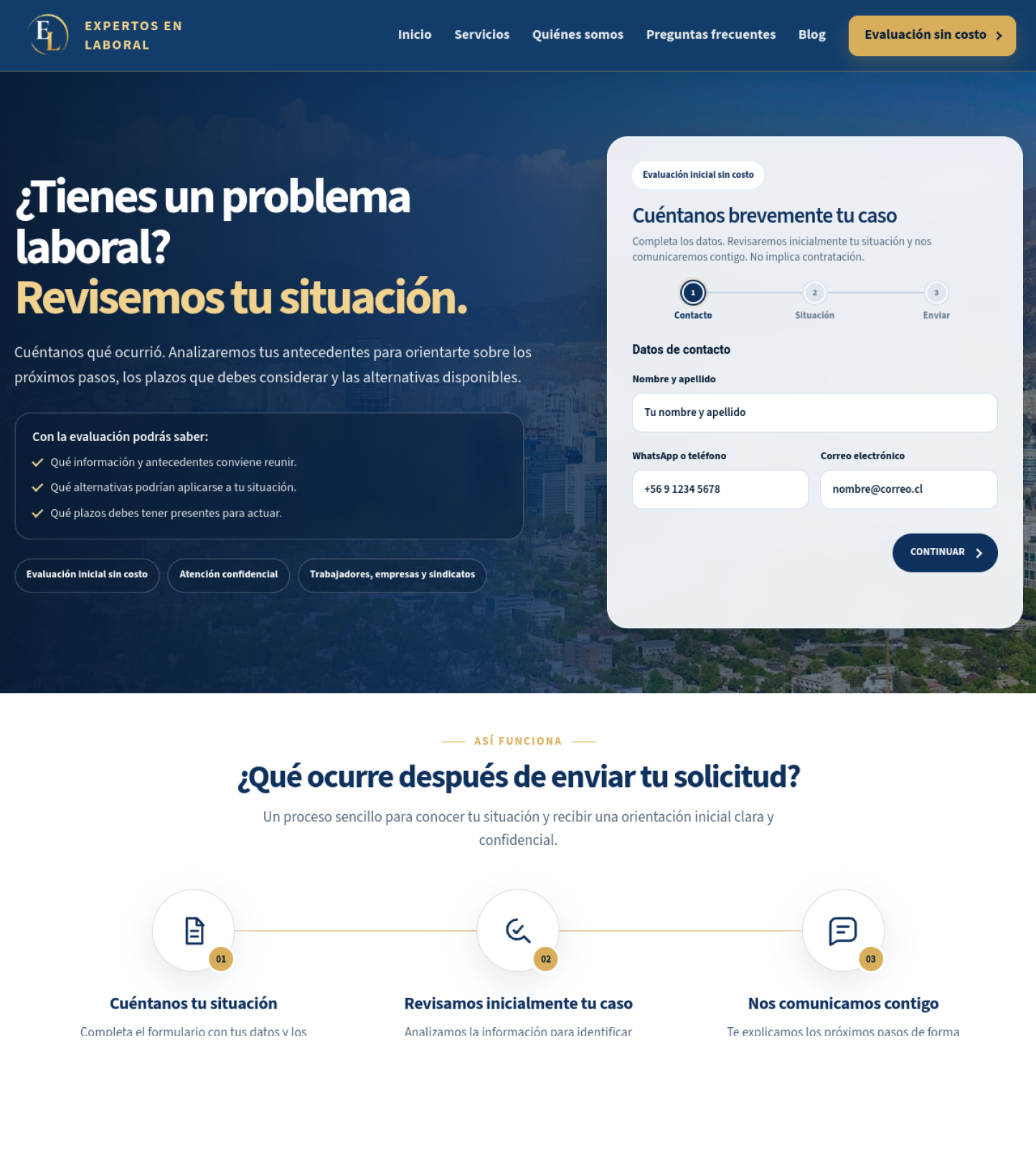 Captura del sitio web de Expertosenlaboral.cl