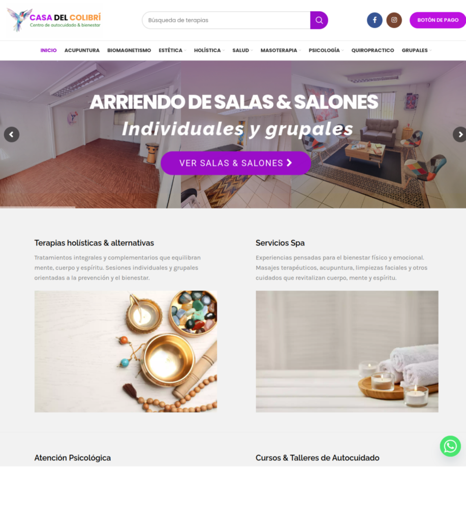 Captura del sitio web de Casadelcolibri.cl